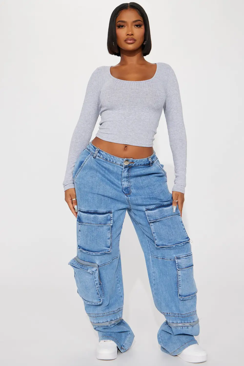 Emelia Ribbed Top - Heather Grey