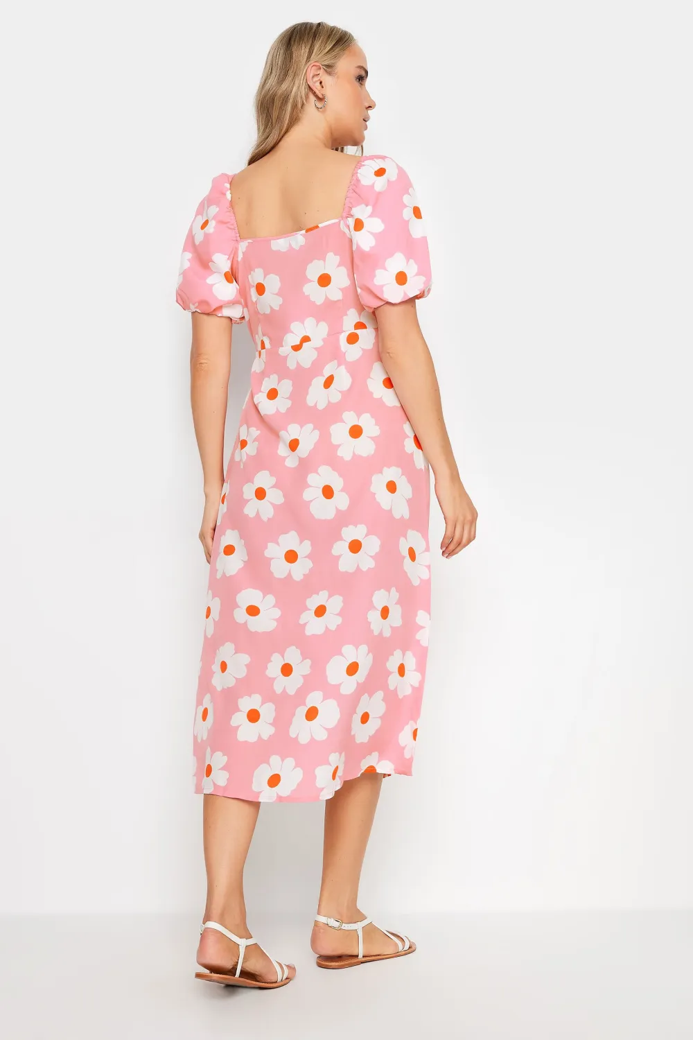 LTS Tall Pink Daisy Cut Out Midi Dress