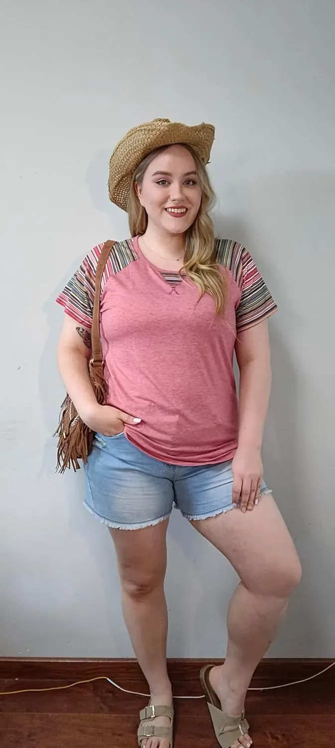 TIYOMI Plus Size T Shirt for Women Short Sleeve Tunic Cross Line Shirts Round Neck Tops Summer Blouse XL-5XL 14-28