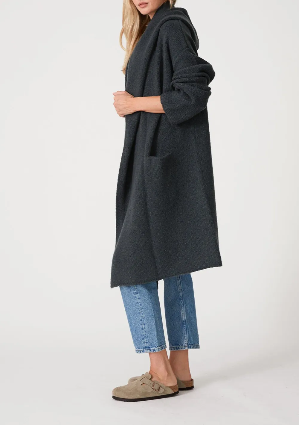 Open Front Hooded Coat