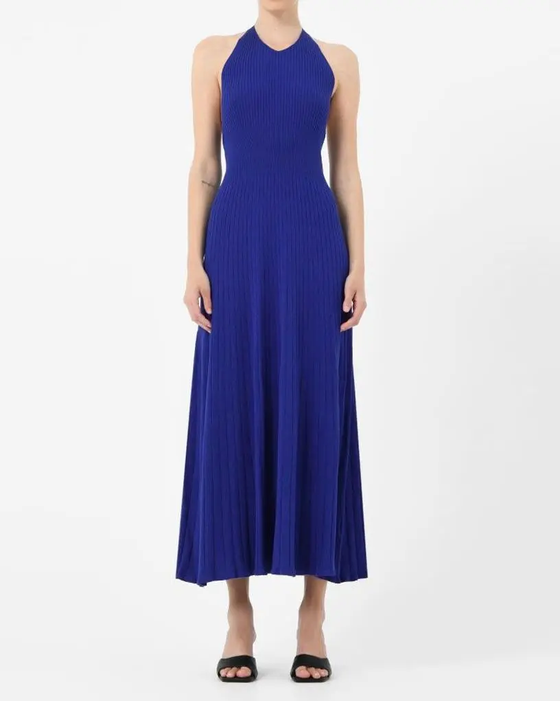 A-line Silhouette Halter Neck Knit Dress