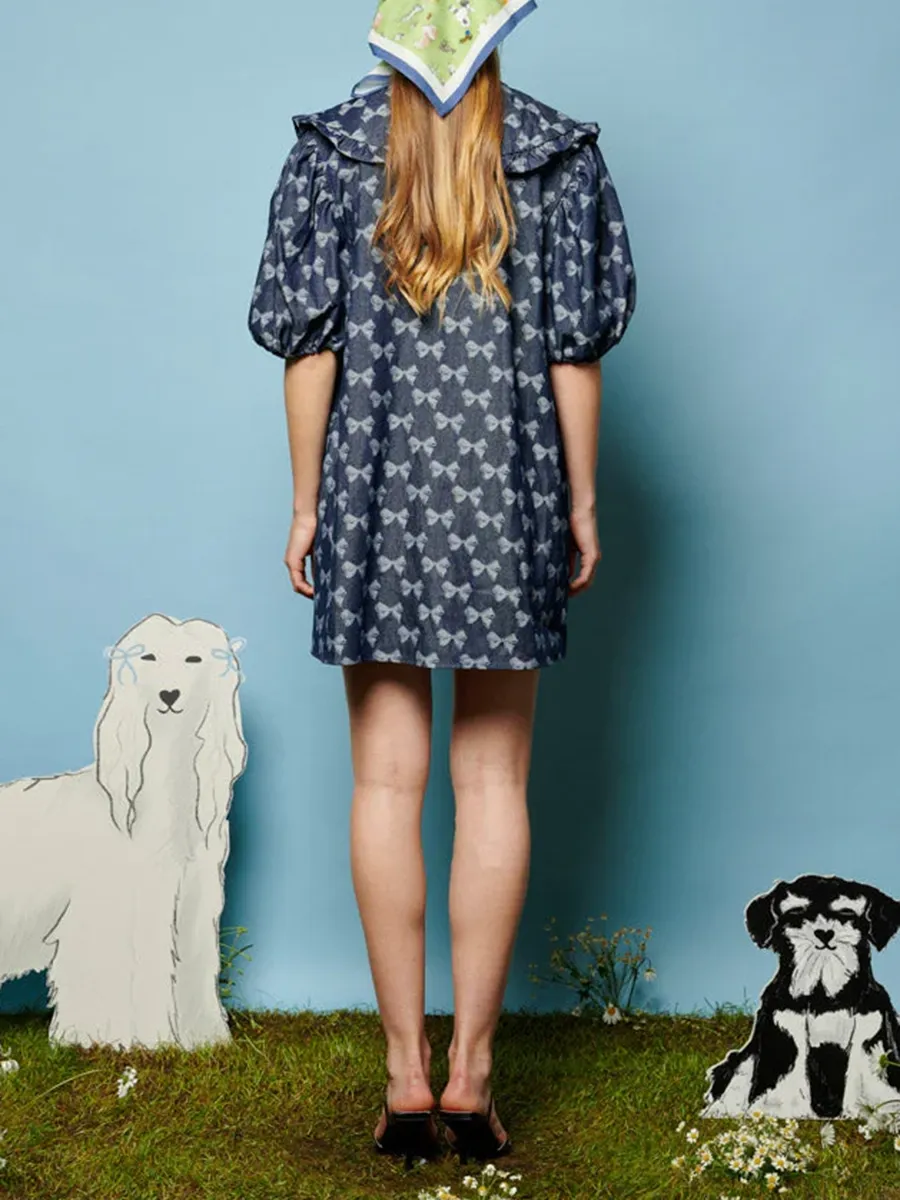 V-Neck Denim Mini Dress