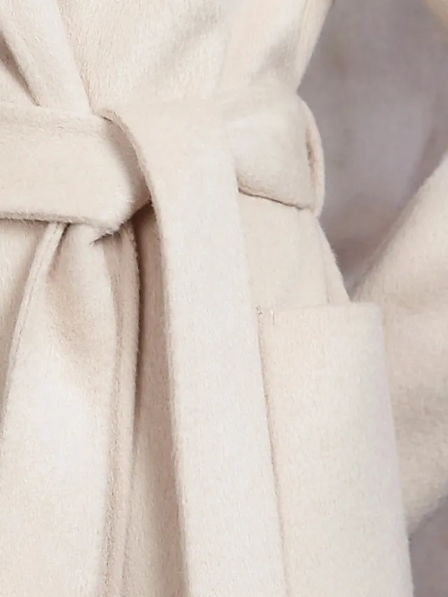 Women's Winter Coat Coat Warm Breathable Outdoor Daily Wear Vacation Going out Pocket With Belt Single Breasted Turndown Active Fashion Comfortable Street Style Solid Color Regular Fit Outerwear Long