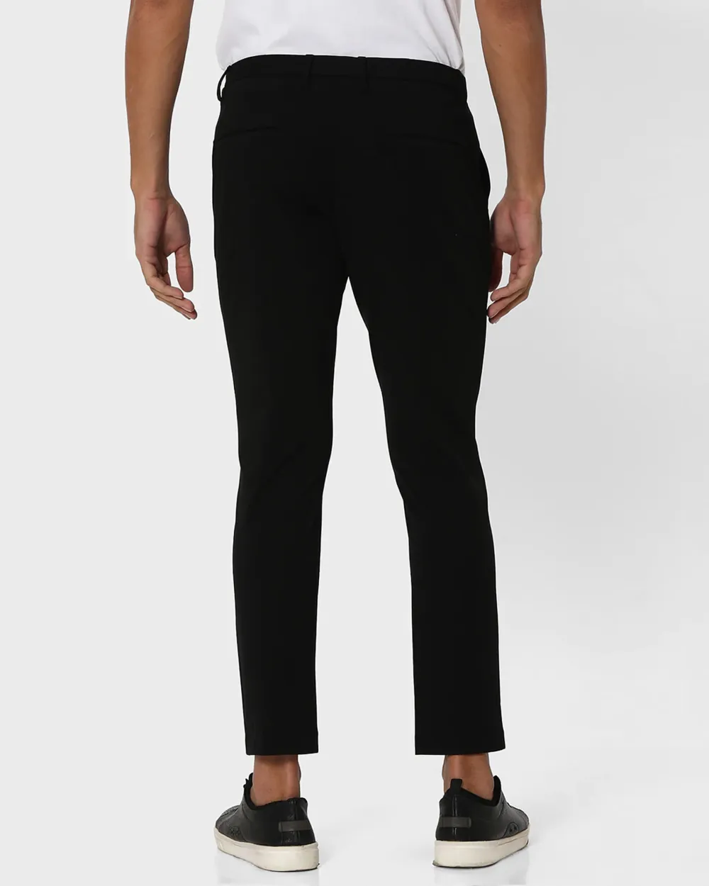 Classic Versatile Soft Slim-Fit Straight-Leg Black Trousers