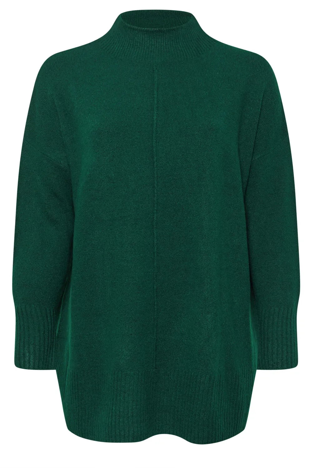 YOURS Curve Green High Neck Seam Detail Jumper