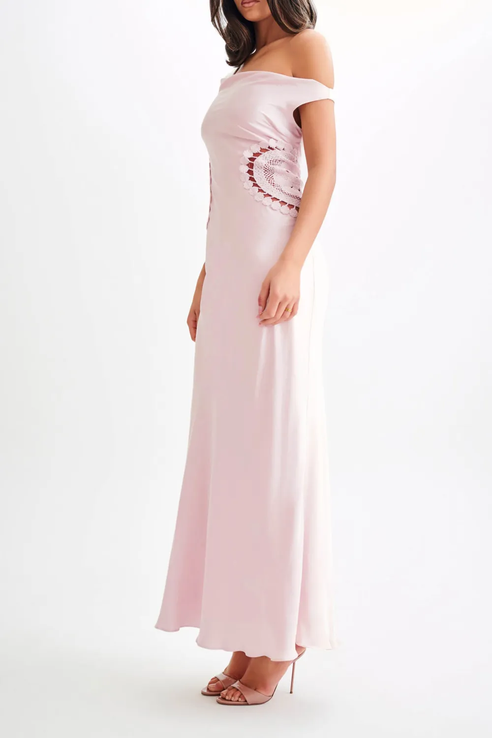 Satin Maxi Dress With Crochet