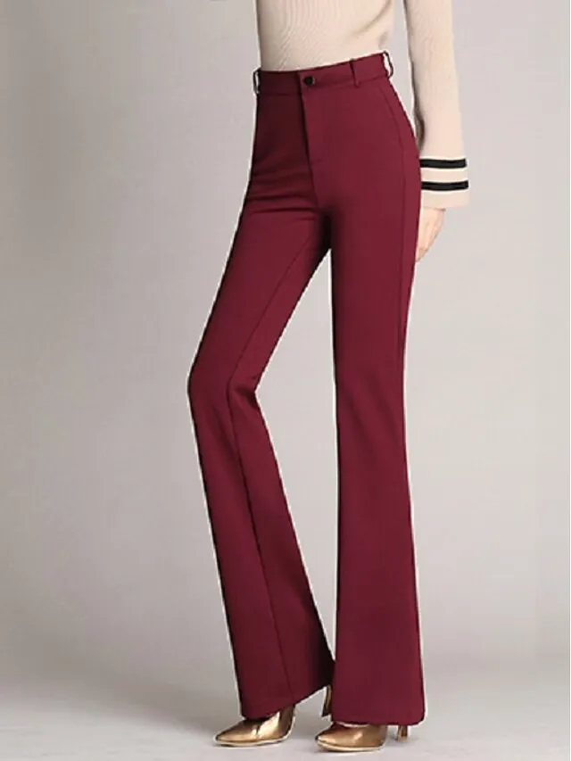 Women‘s Dress Work Pants Bootcut Pants Trousers Mid Waist Basic Daily Black 1# Black S M Summer