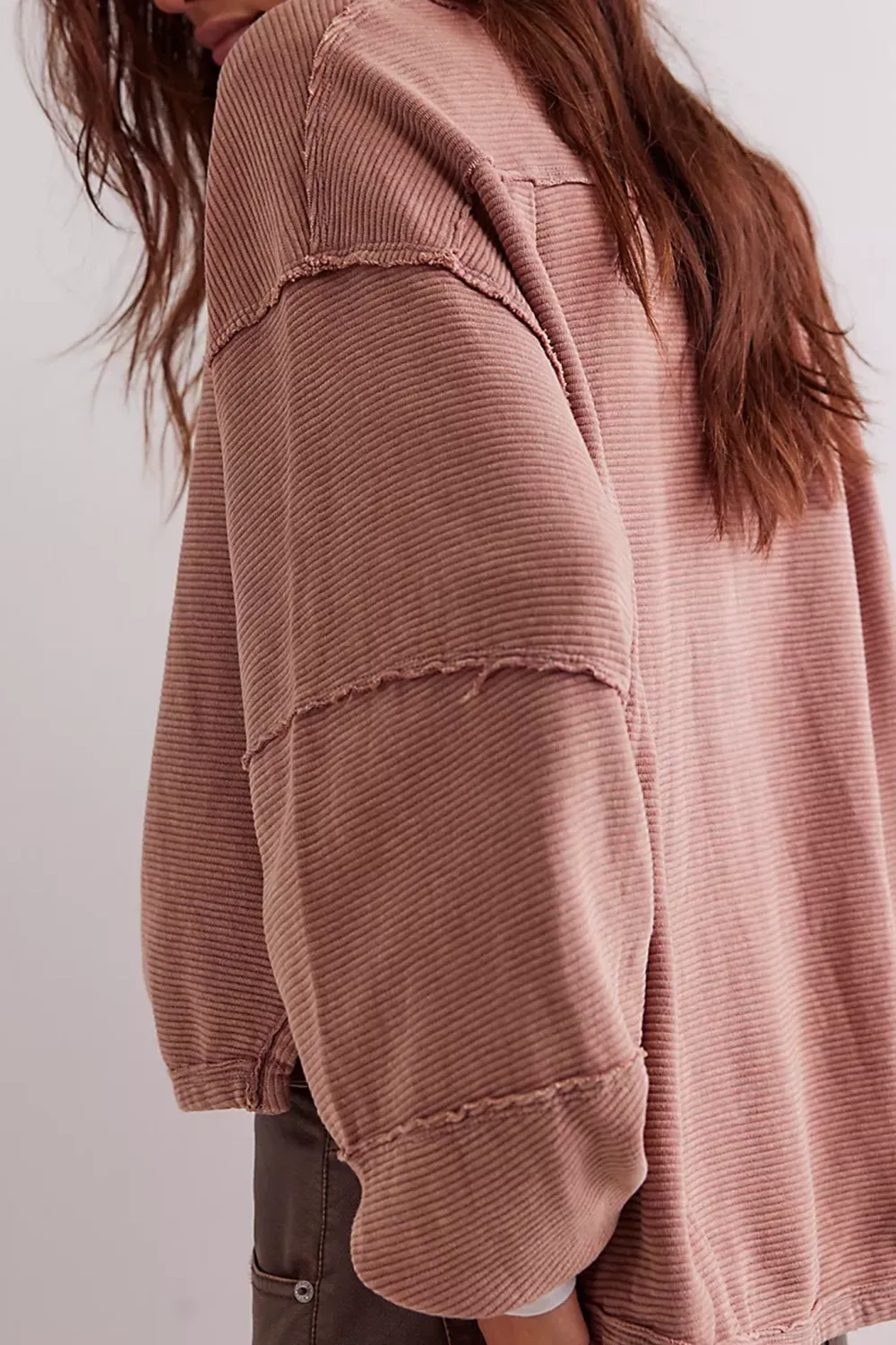 Ribbed Crew Neck Sweatshirt