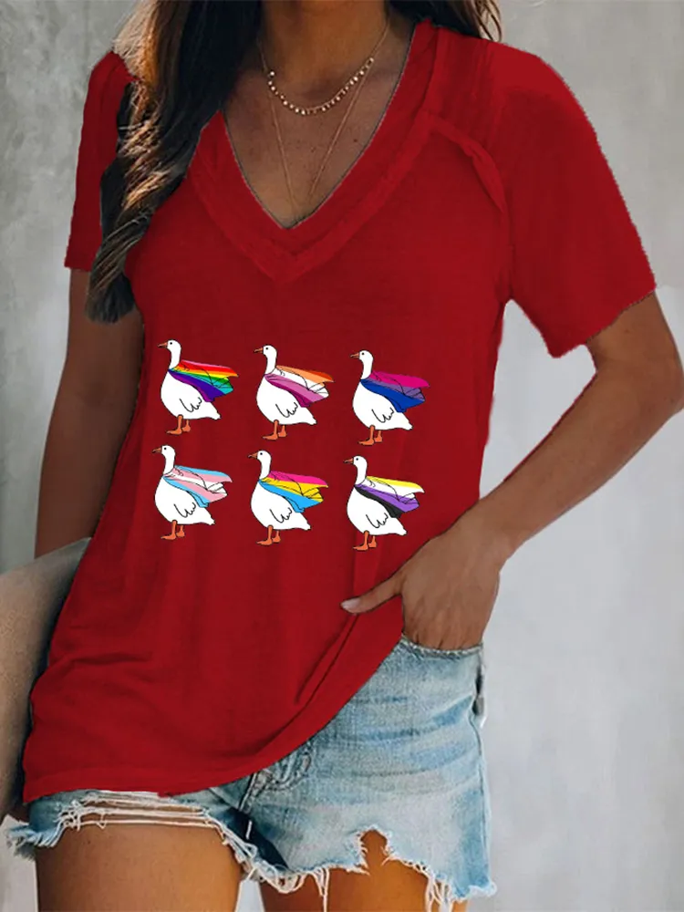 Women'S V-Neck Pride Month Short-Sleeved T-Shirt