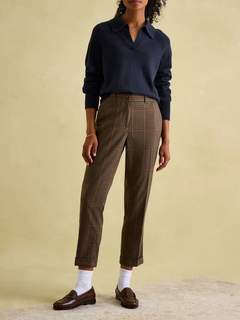 V Neck Stripe Jumper with Collar