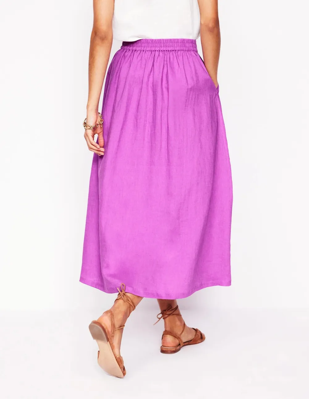 Foxglove Purple Verity Linen Midi Skirt