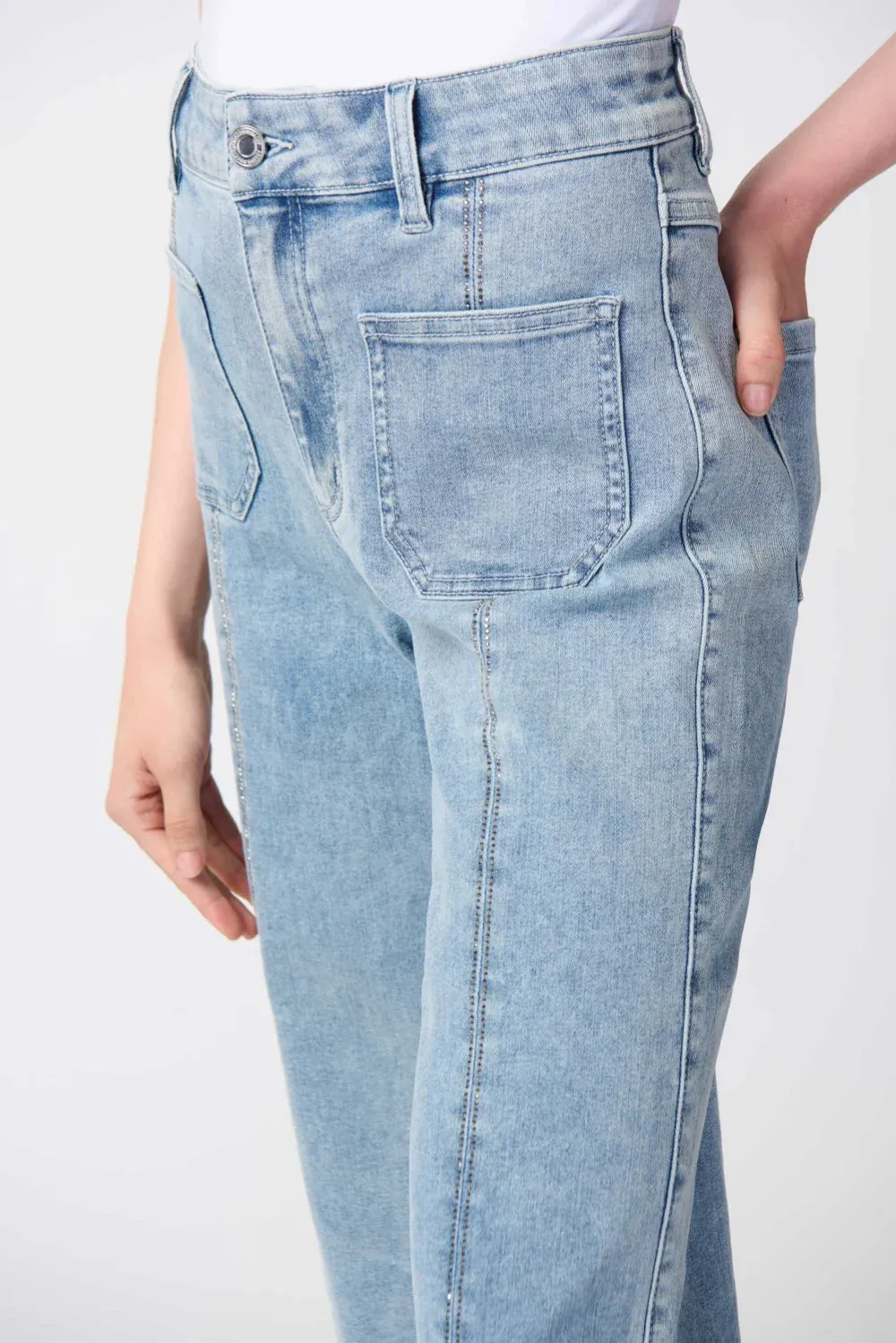 Light Blue Split - Hem Cropped Jeans