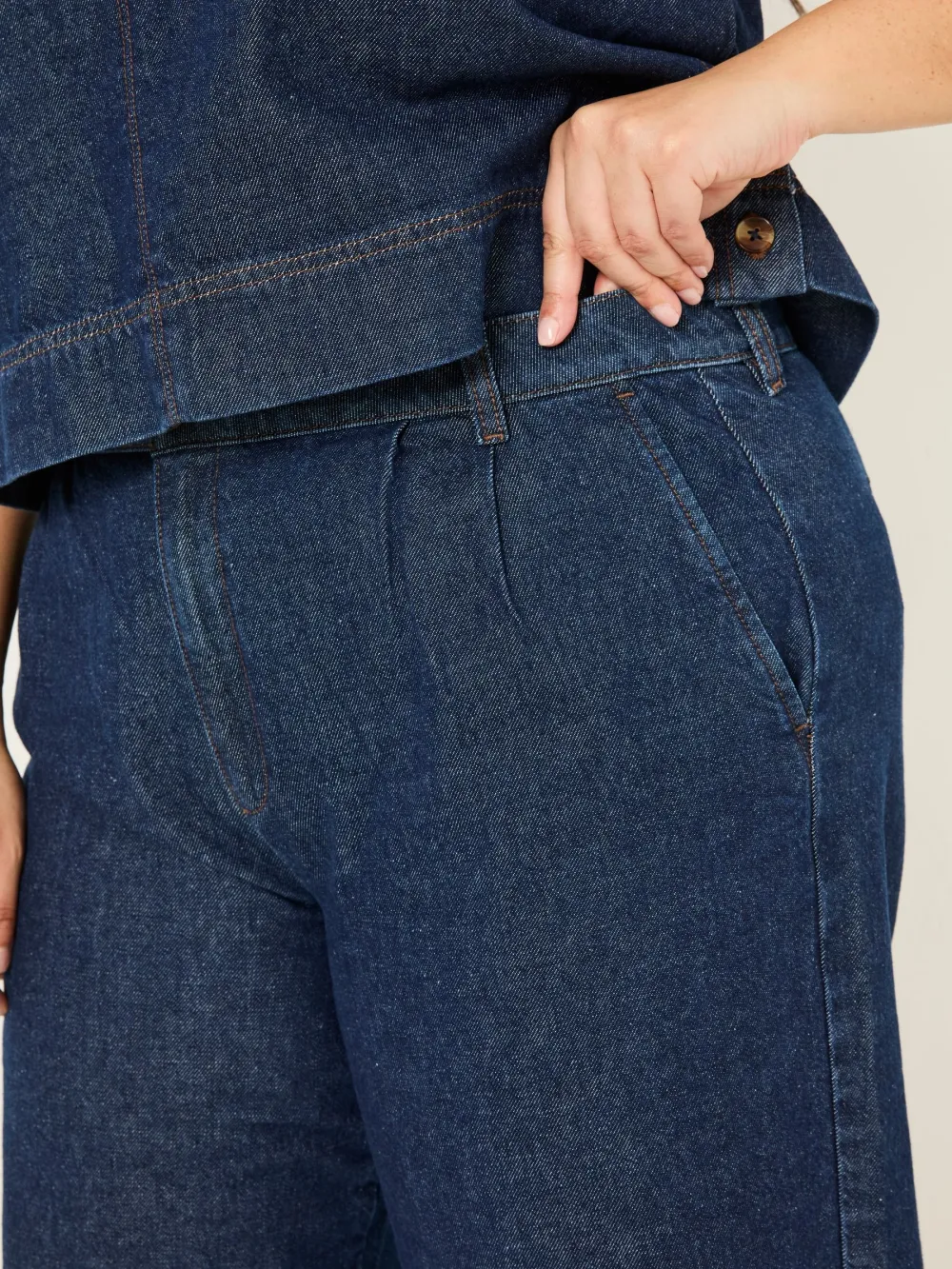 Navy Blue Wide Leg Jeans