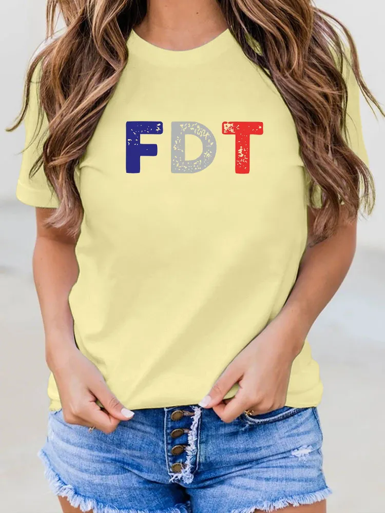 Women's Short Sleeve Round Neck Pure Cotton T-Shirt