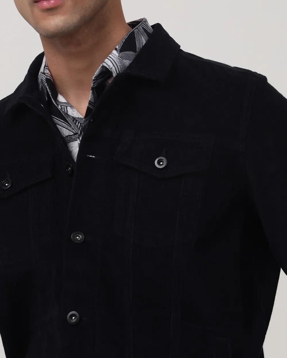 Versatile Comfortable Slim-Fit Navy Corduroy Jacket