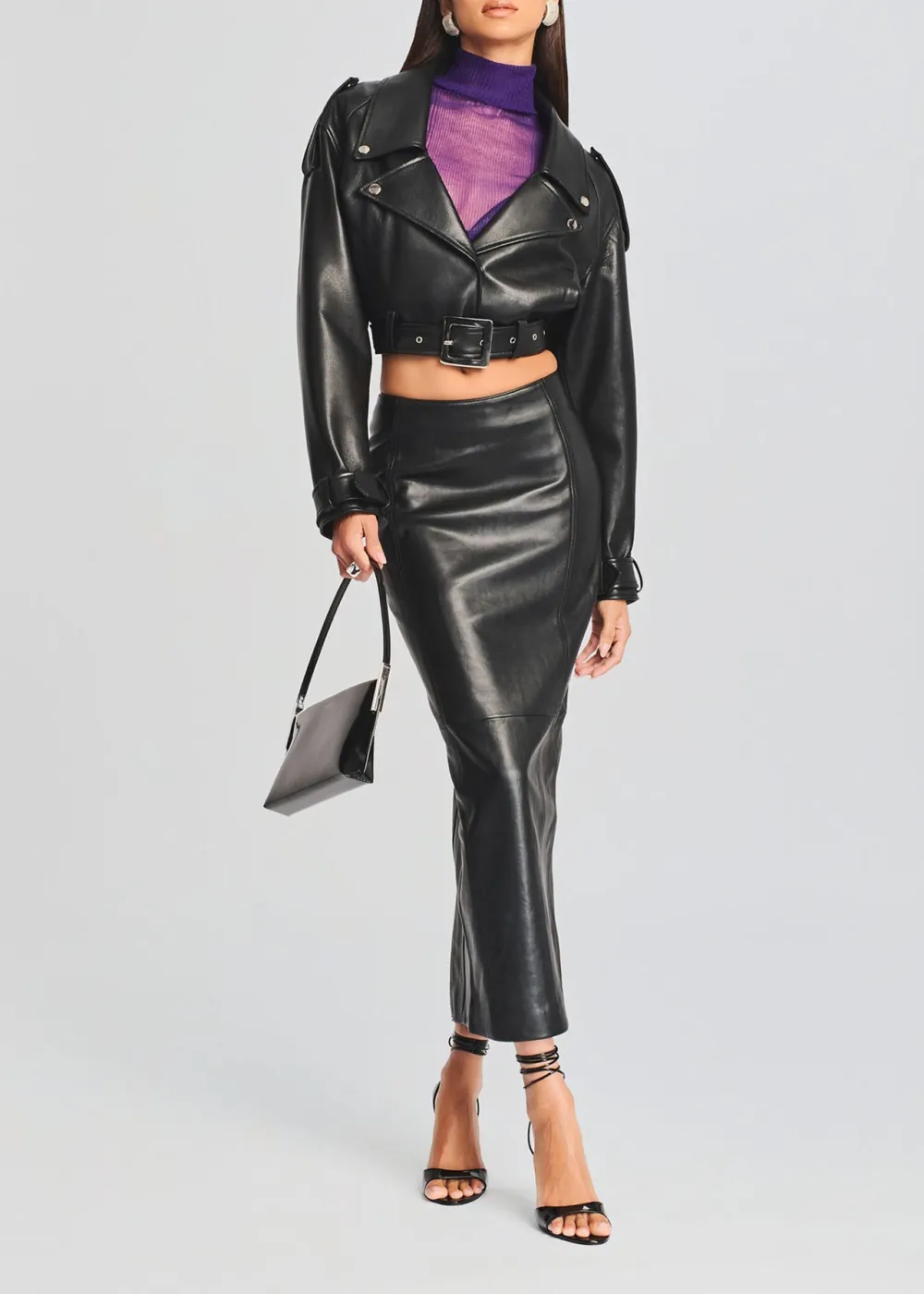 Lapel Buckle Leather Jacket