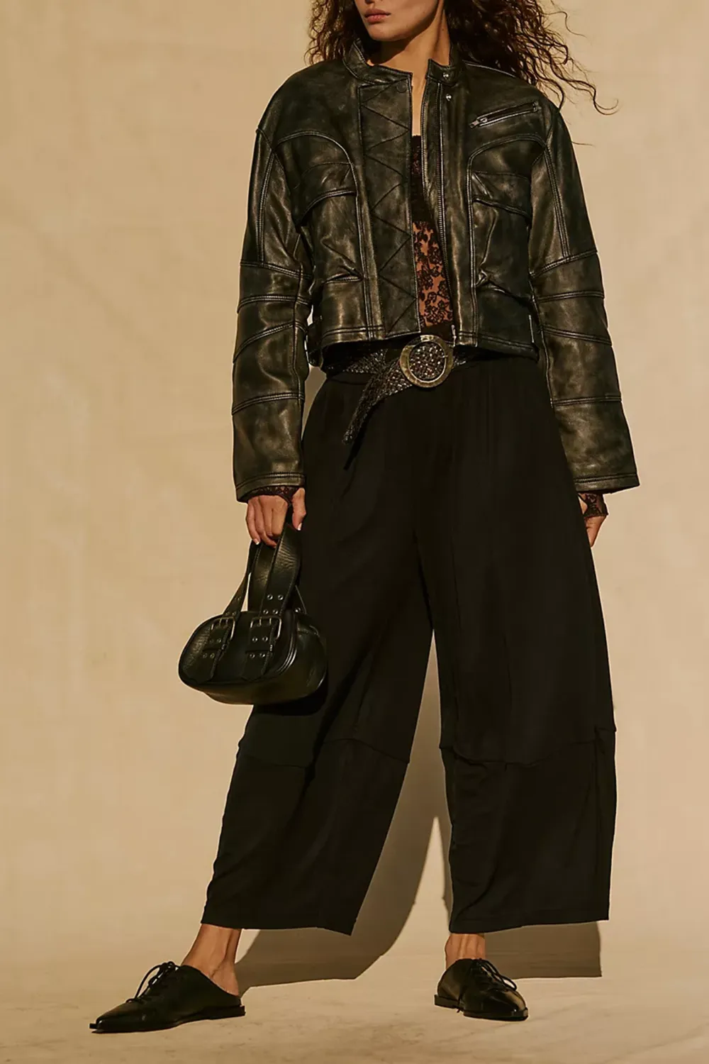 High Waist Elastic Waistband Pants