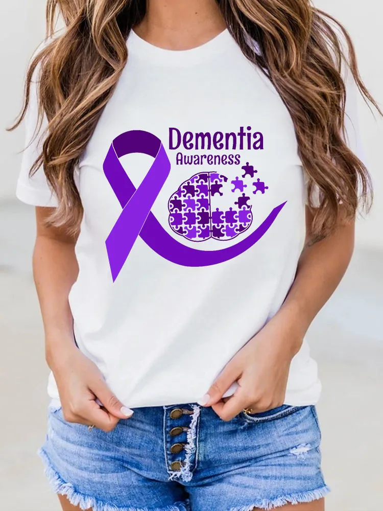 Women's Dementia Doesn't Come With A Manual Dementia Warrior Support Print T-Shirt