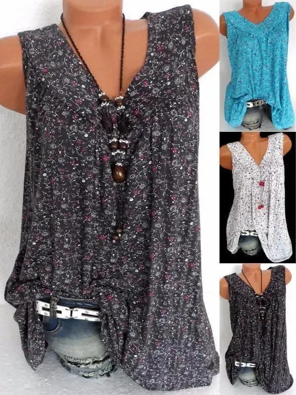 Plus Size Women Fashion Blouse Casual Loose Floral Printed Tops