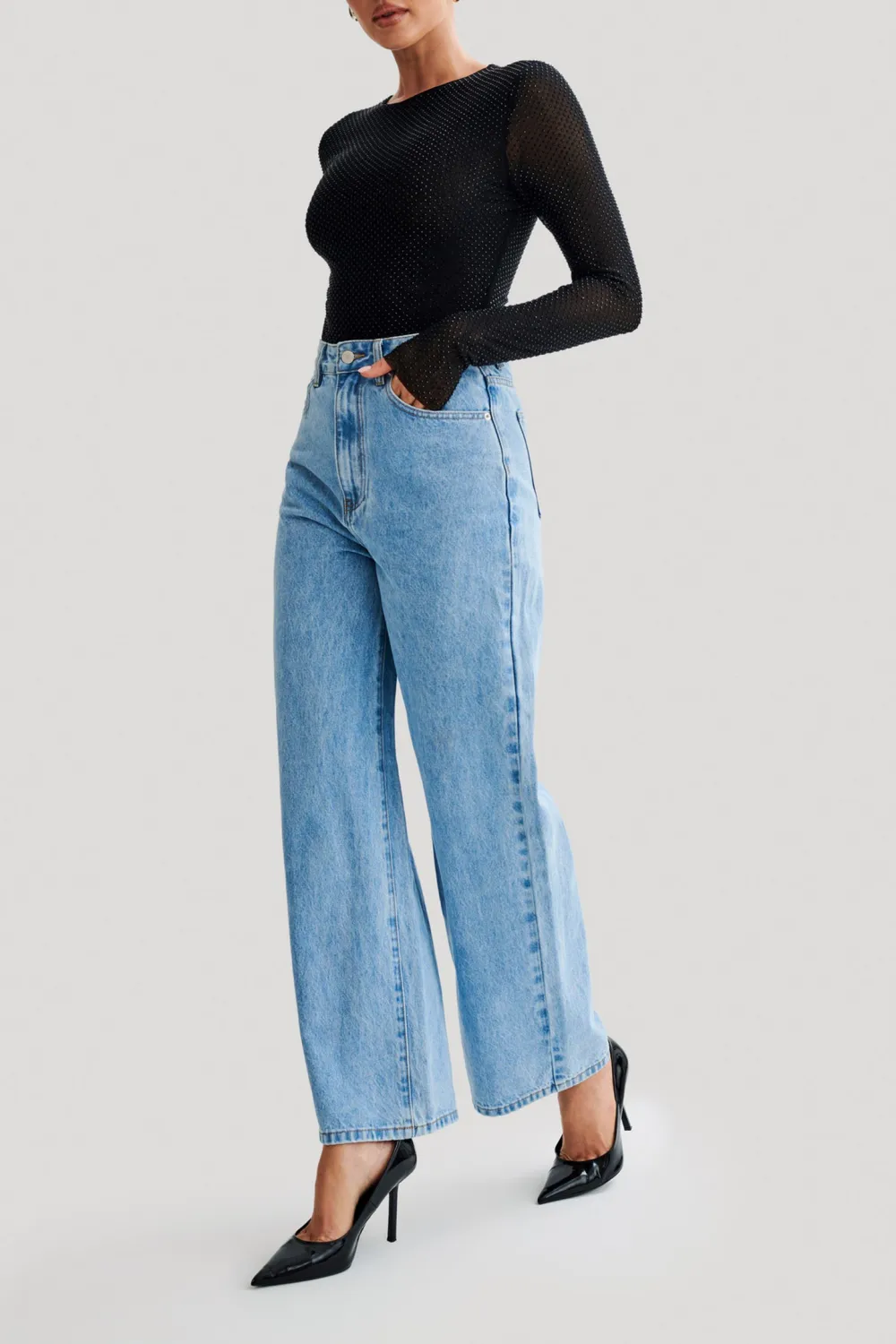 Long Sleeve Diamante Bodysuit