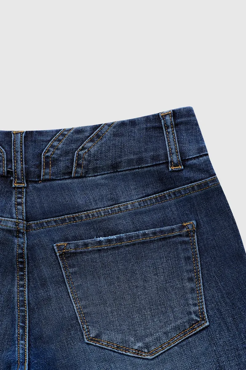 Raw Hem Button Up Mid Rise Skinny Jeans