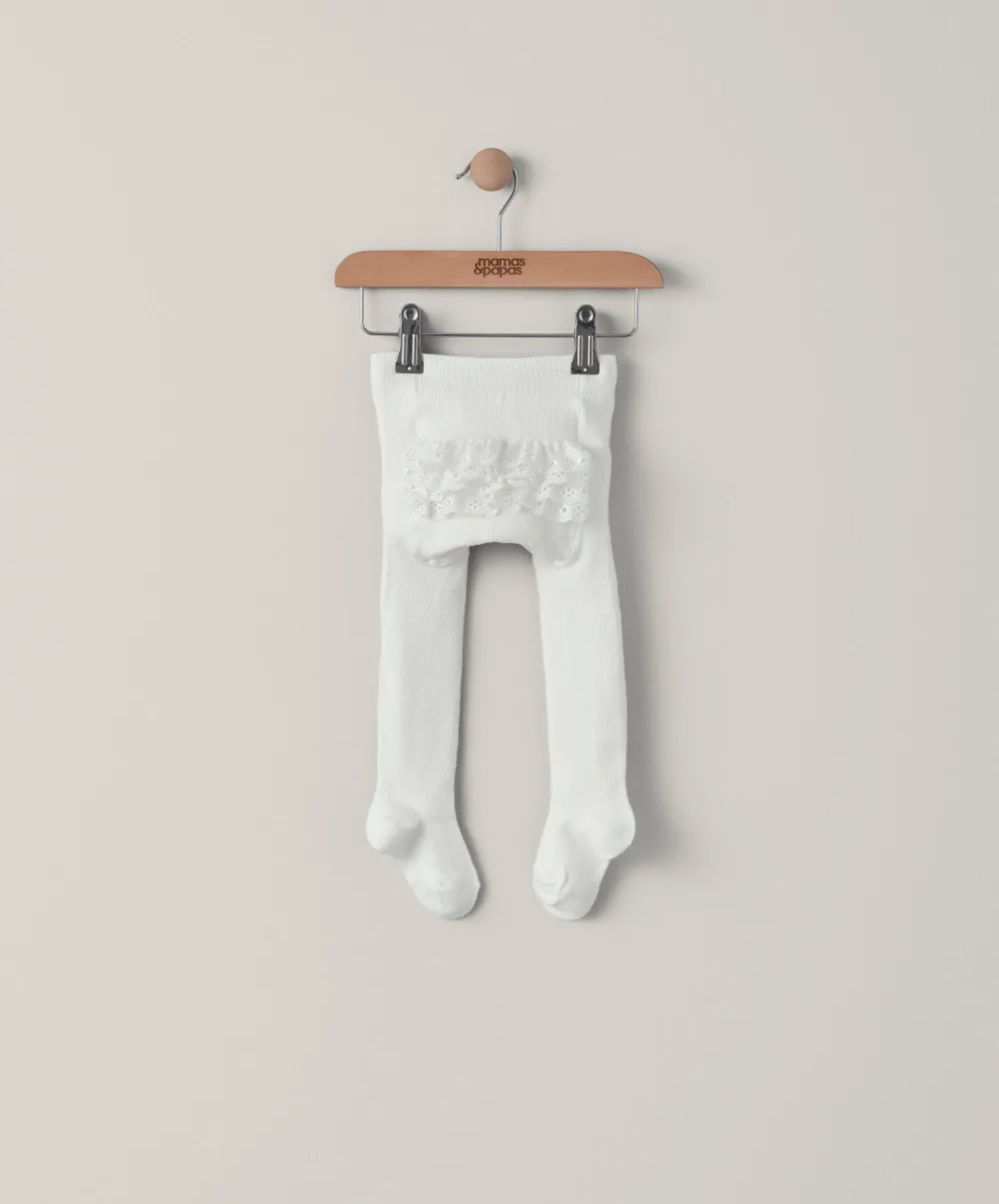 Ruffle Frill Tights - Off White