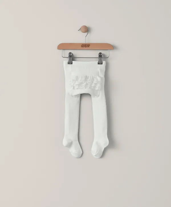Ruffle Frill Tights - Off White