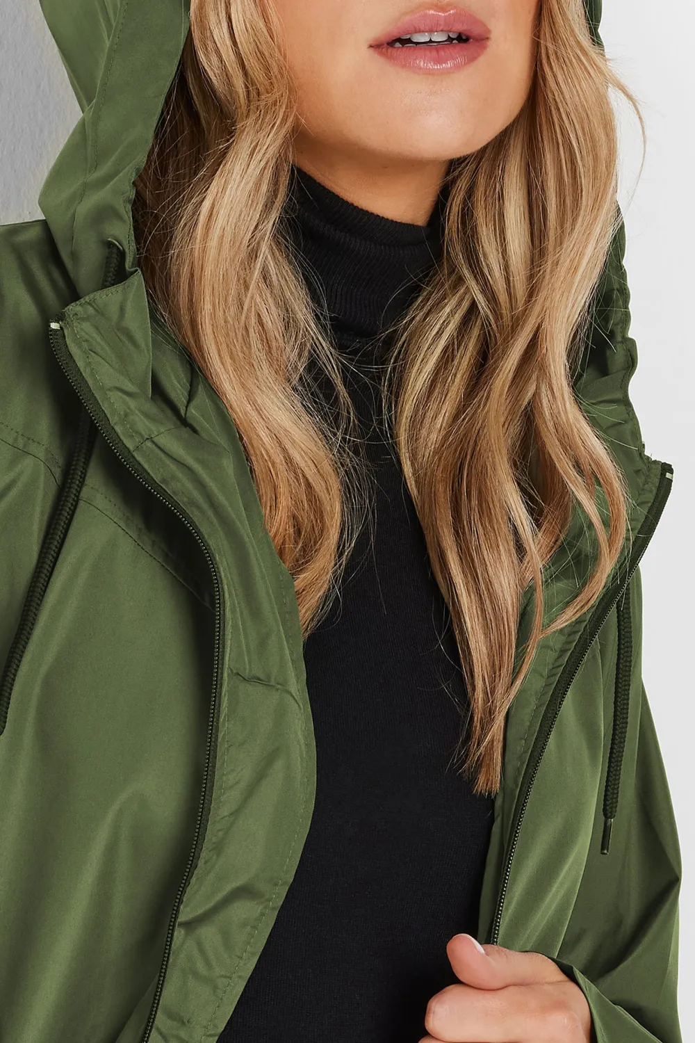 Khaki Green Pocket Hooded Parka