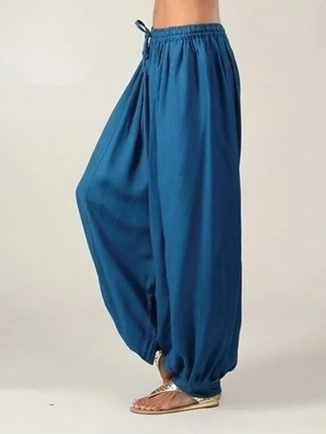 Women's Wide Leg Chinos Pants Trousers Full Length Baggy Drop Crotch Micro-elastic Mid Waist Fashion Savannah Joggers Xmas Casual Black White S M Summer Spring &  Fall