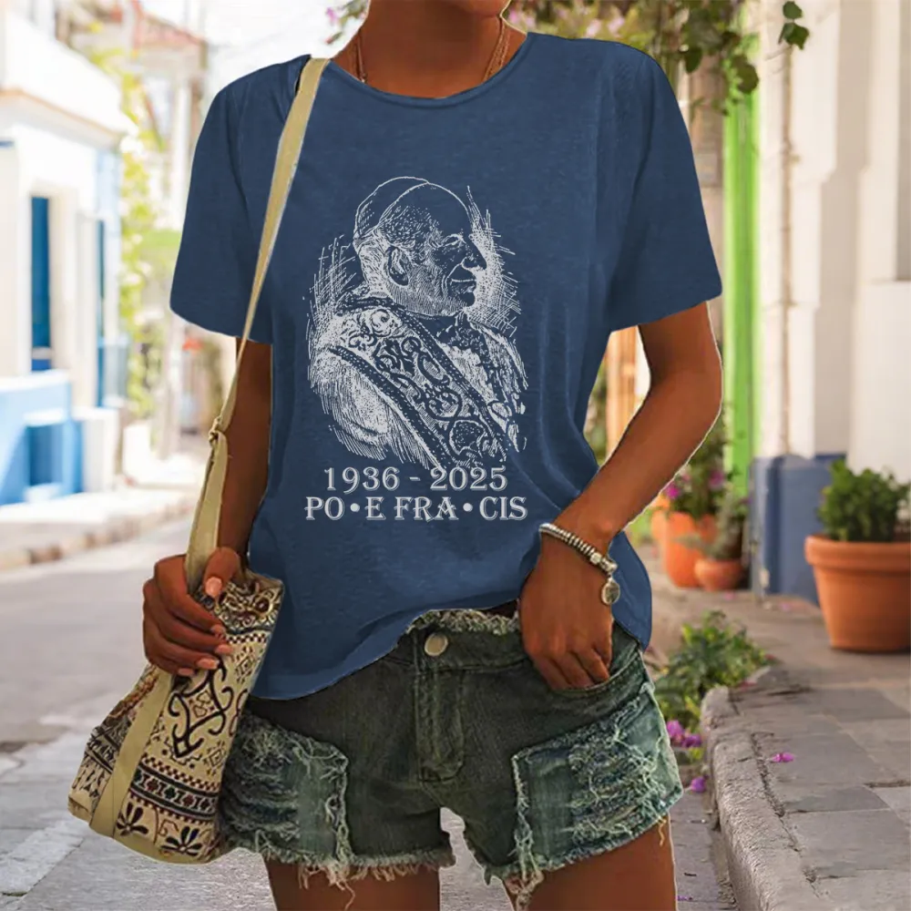 Women's Rip 1936-2025 Print Short Sleeve Round Neck Cotton T-Shirt