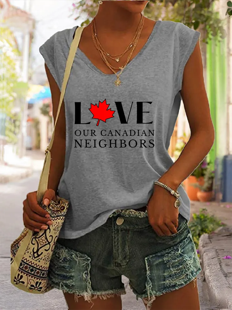 Women's Love Our Canadian Neighbors V-neck Vest