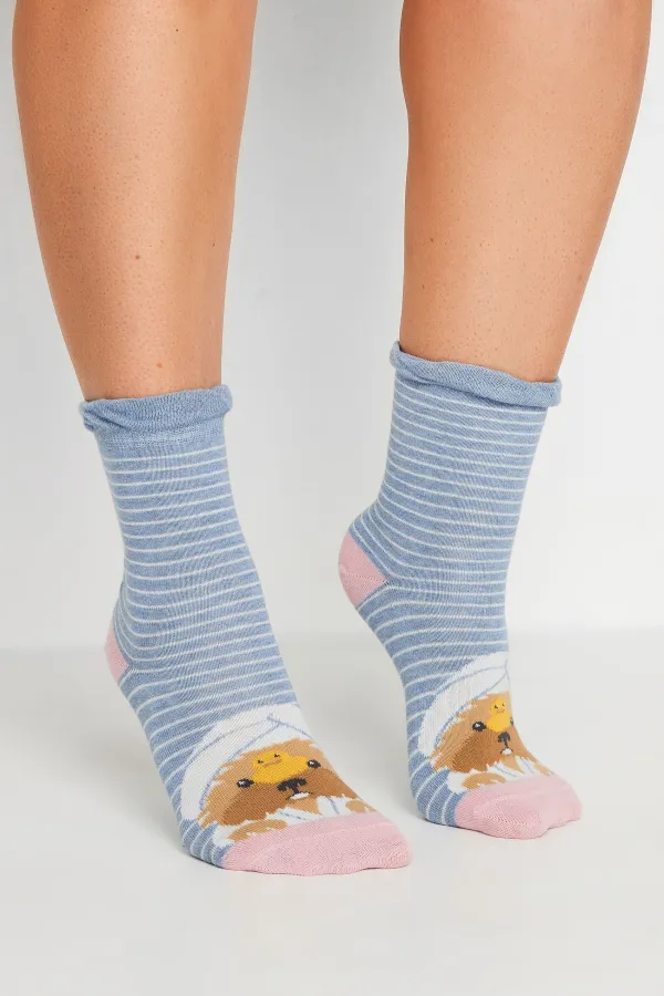 4 PACK Pink & Blue Dog & Cat Spa Ankle Socks