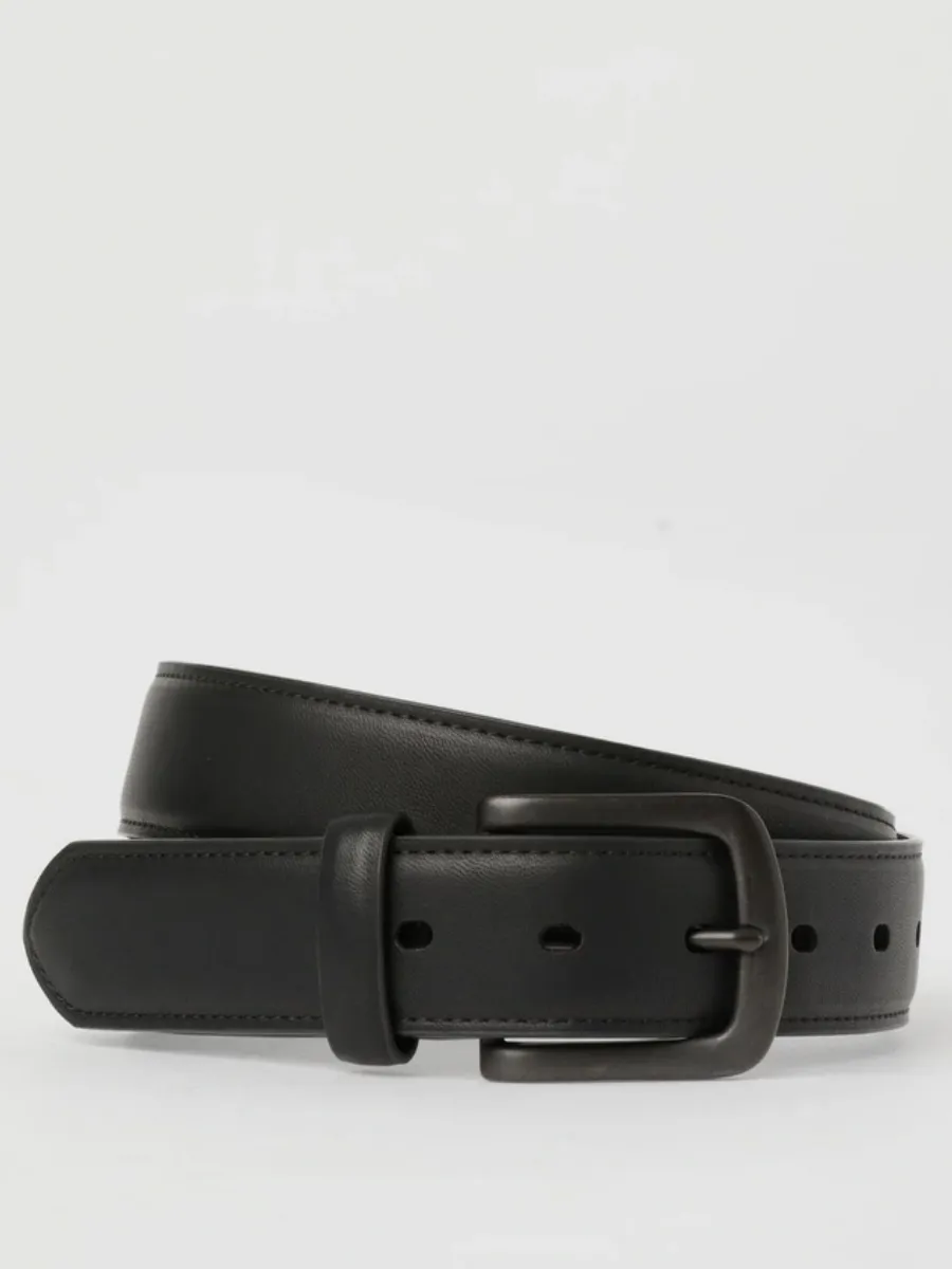 Minimalist Black Leather Waist Belt