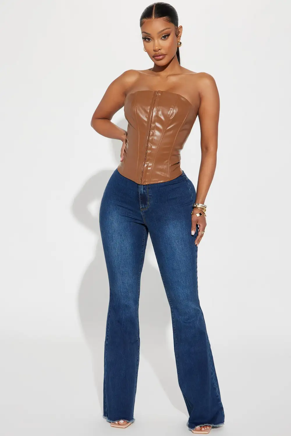 Glam Babe Corset Top - Mocha