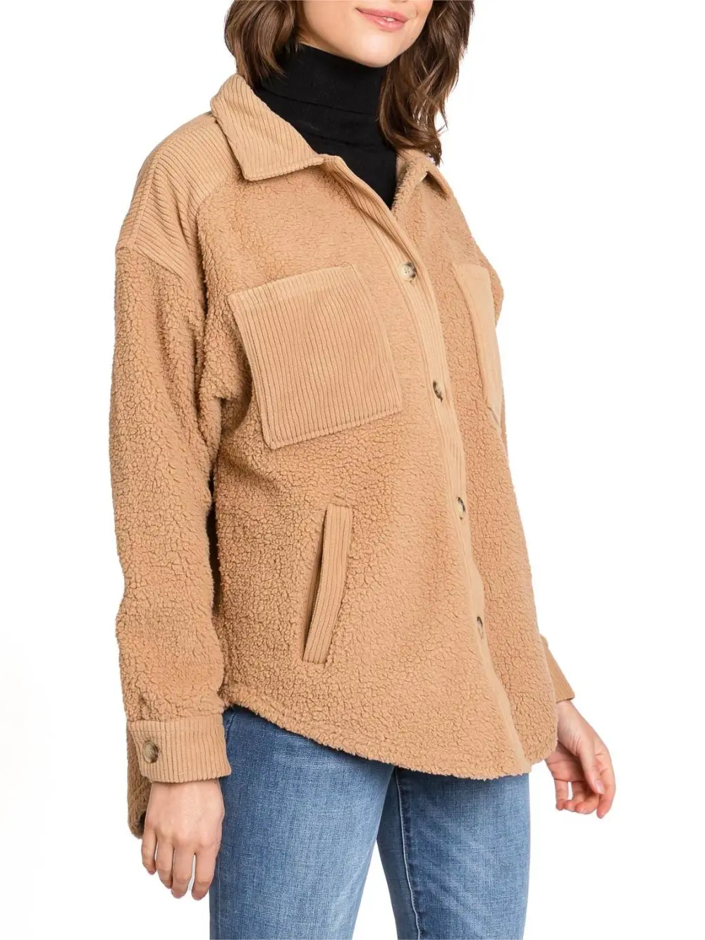 Button Up Sherpa Shacket