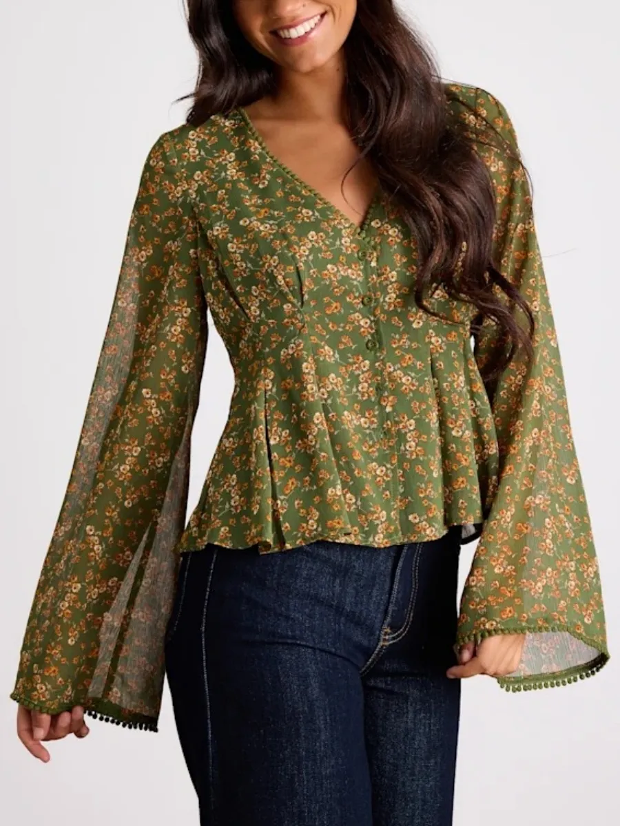 Floral V-Neck Blouse