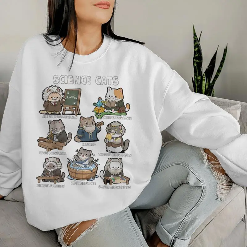 Science Cats Scientist Pun Cat Lover Math Teacher Women Sweatshirt