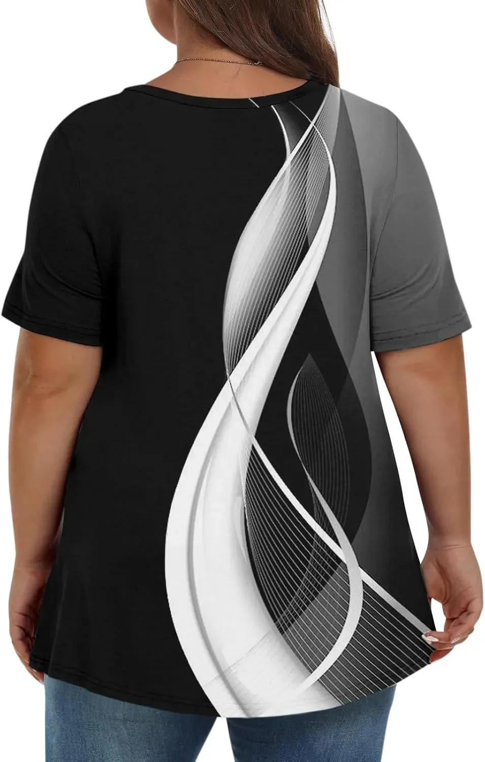 Plus Size Tops for Women Dressy Short Sleeve V Neck Shirts for Women Summer Tops for Women 2024 Floral Print Top