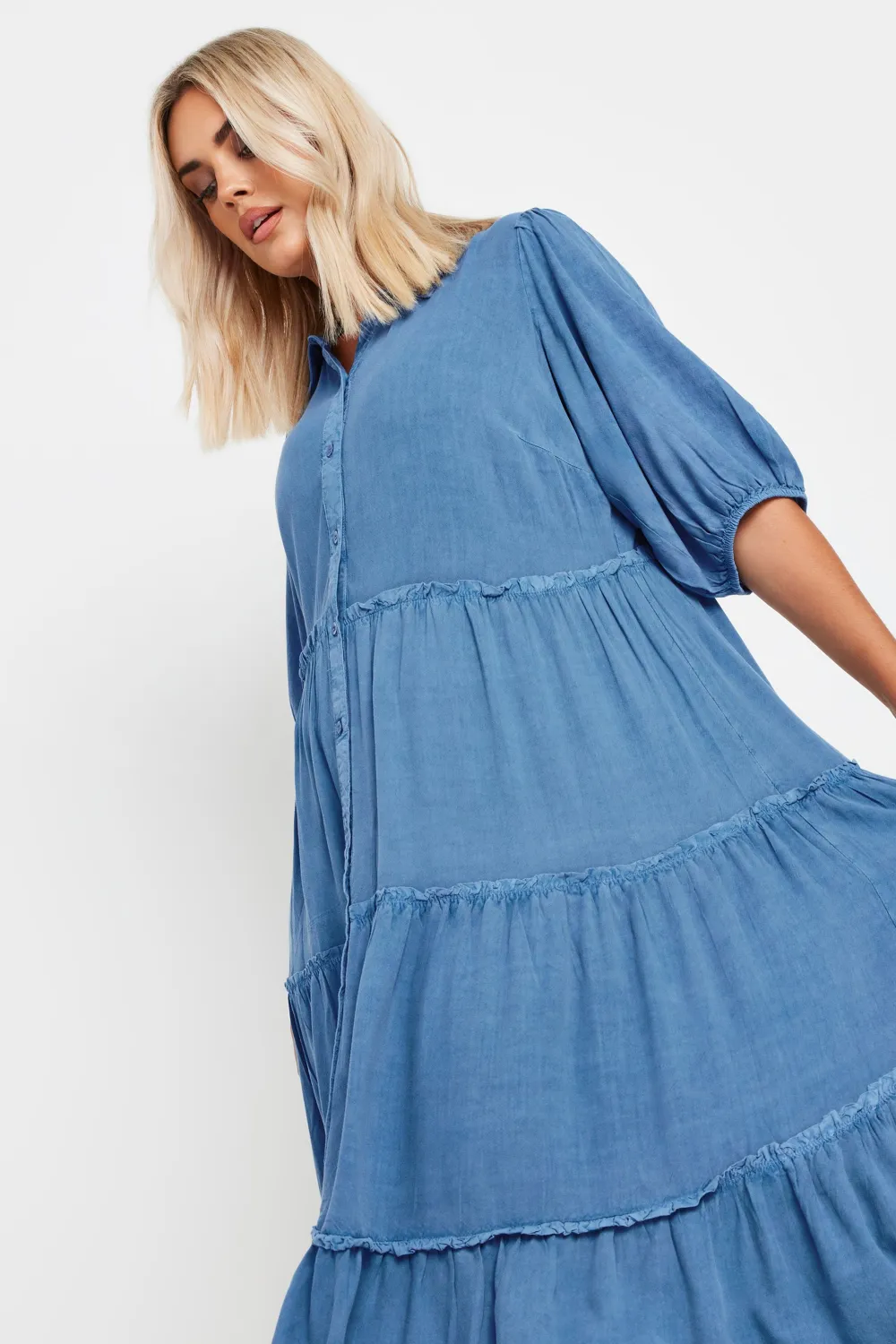 YOURS Curve 2 PACK Blue & Black Wash Chambray Dress