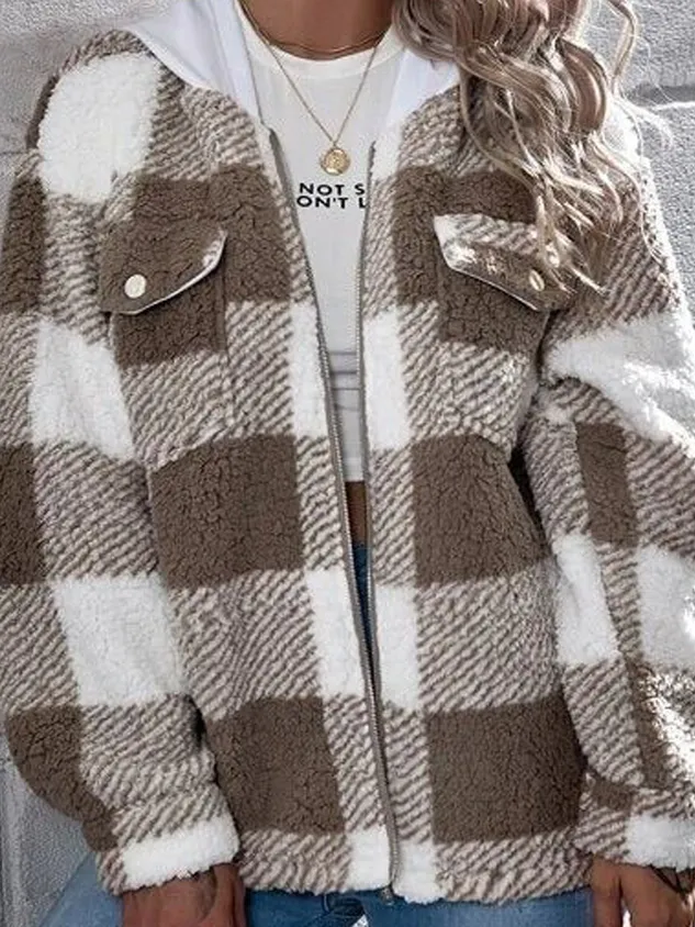 Fluff/Granular Fleece Fabric Loose Hoodie Teddy Jacket