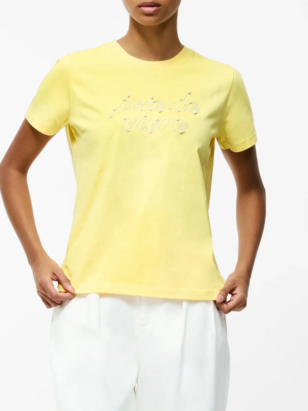 Creative Art Beaded Round Neck Short Sleeves