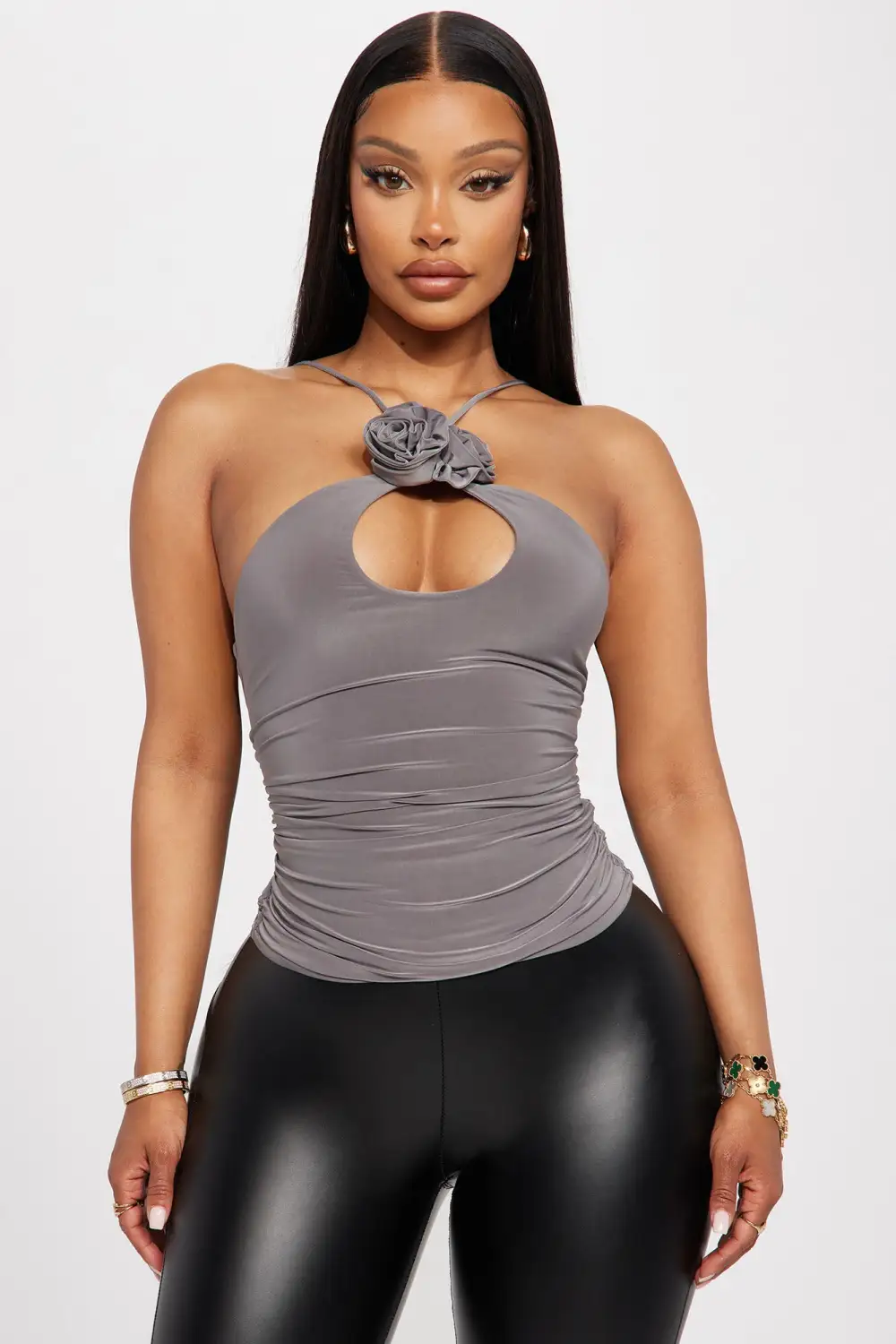 Selena Halter Top - Grey
