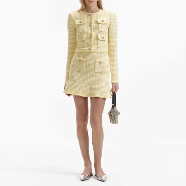 Yellow Textured Knit Jacket