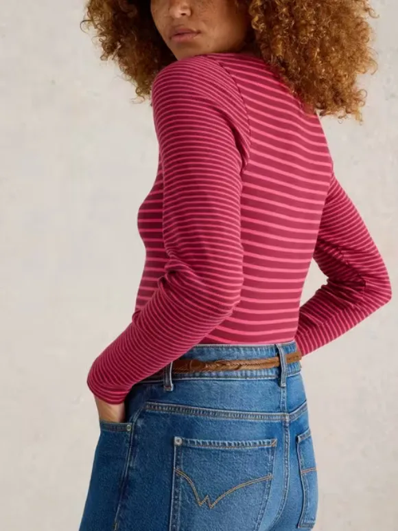 Skinny Ribbed Striped Henley