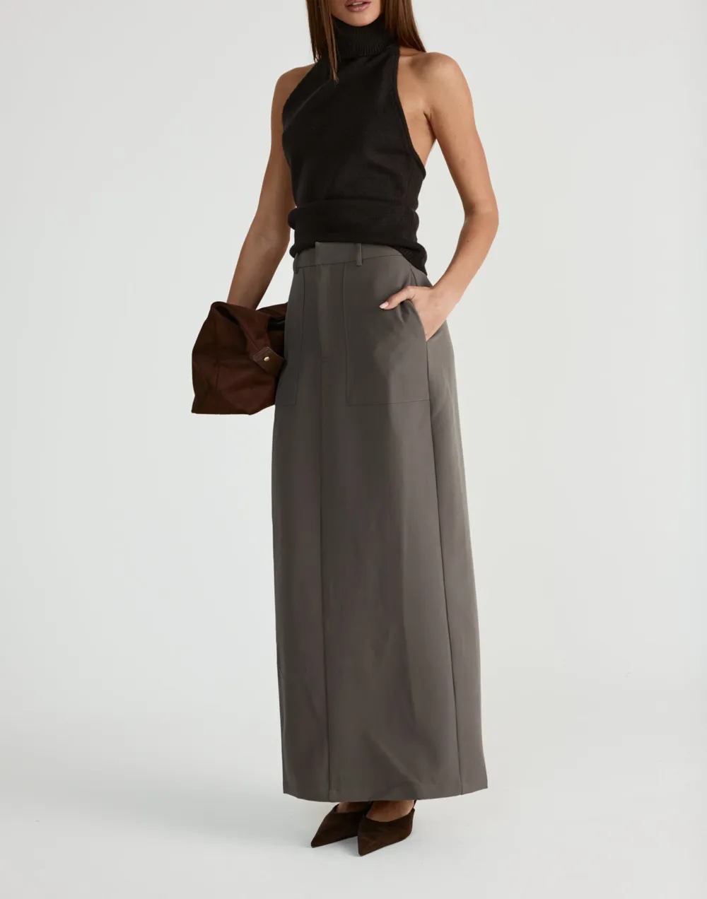 Minimalist Three Dimensional Cut Slit Skirt