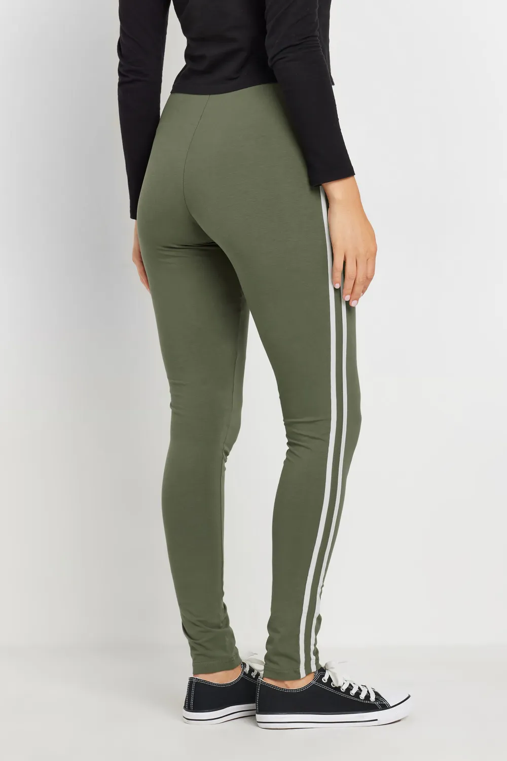 LTS Tall Khaki Green Stripe Leggings