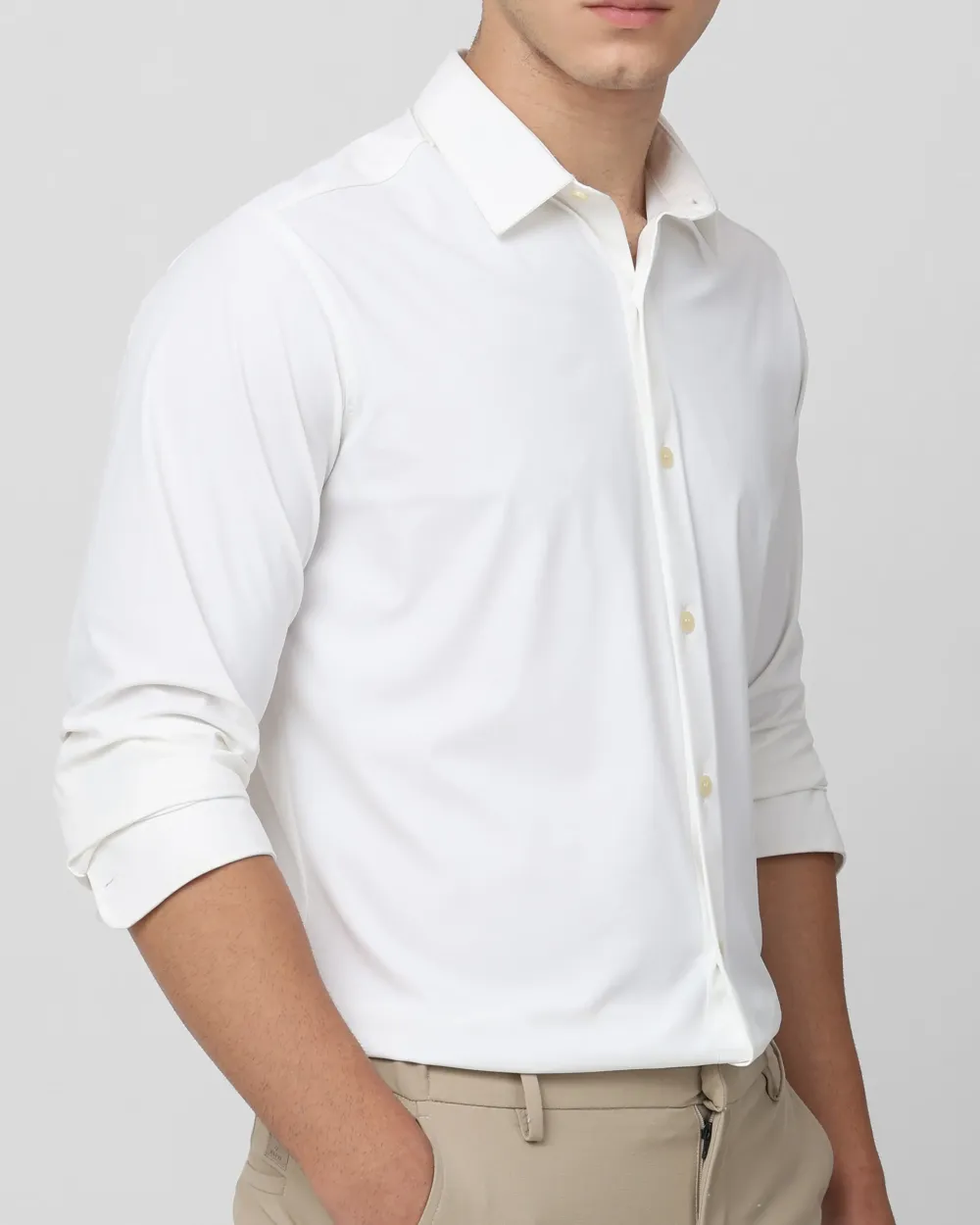 Leisure Soft And Comfortable Slim-Fit Dark White Shirt