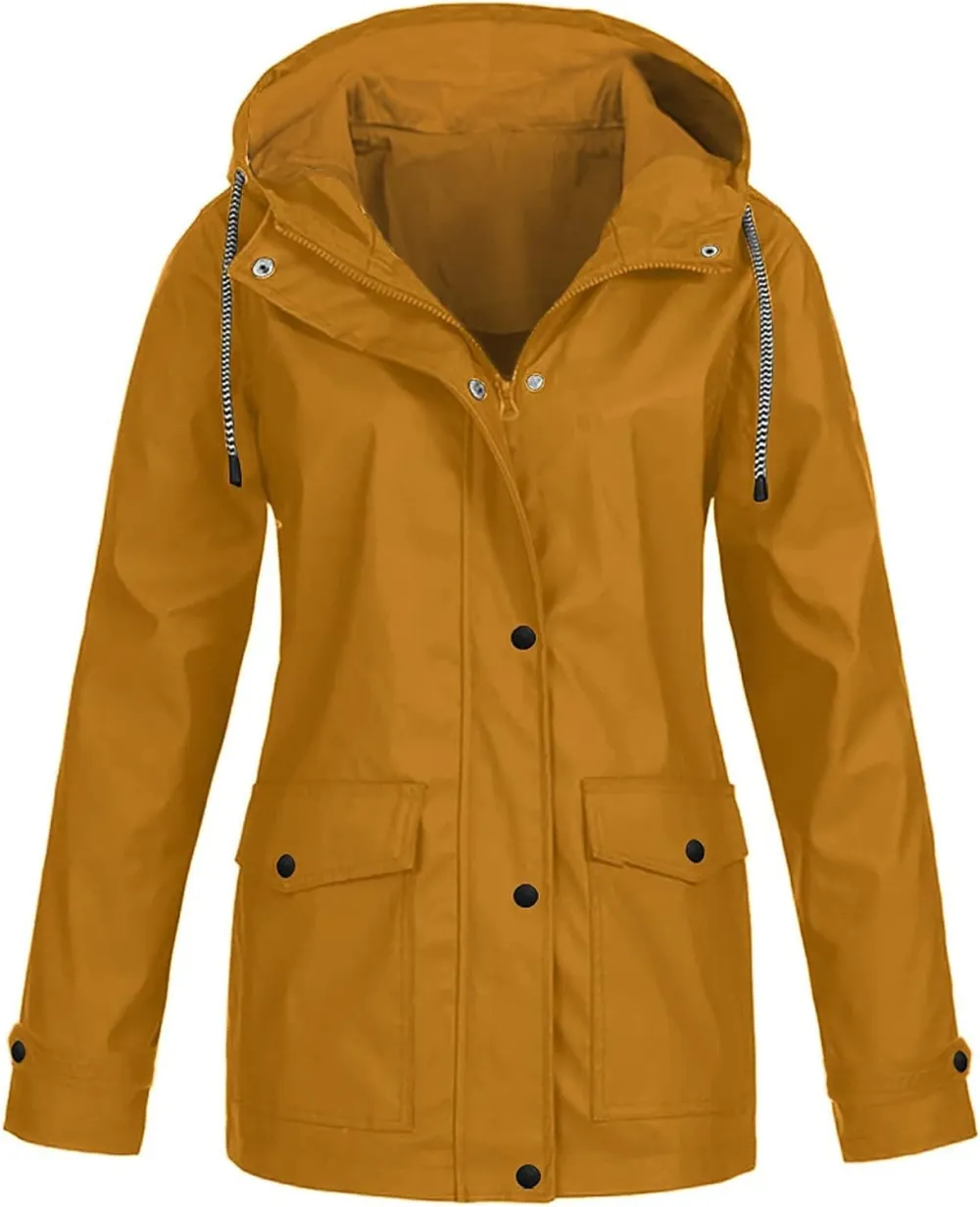 Rain Jackets For Women Waterproof With Hood Lightweight Casual Anorak Travel Hiking Coats with Pockets 720
