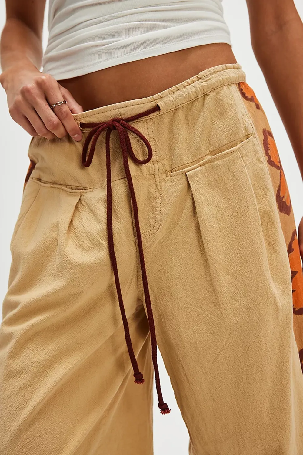 Drawstring Waist Wide Leg Pants