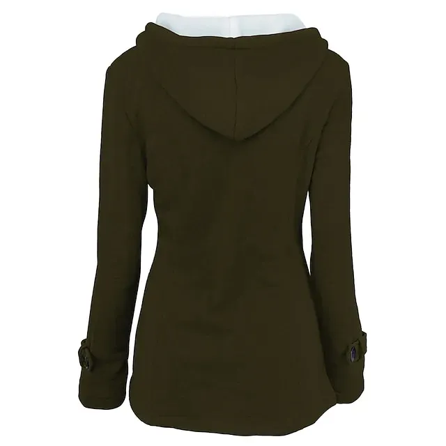 Women's Winter Coat Cropped Hooded Coat Thermal Warm Heated Jacket Fall Casual Street Jacket Long Sleeve with Pockets Black Army